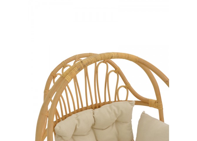 Κρεμαστή κούνια Jorg pakoworld φυσικό rattan-κρεμ μαξιλάρι 80x59x105εκ