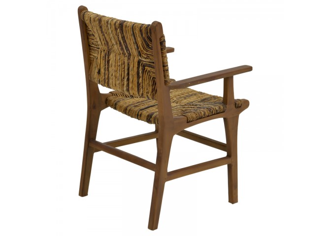 Πολυθρόνα Refane pakoworld φυσικό teak ξύλο-ψάθα 55x60x85εκ
