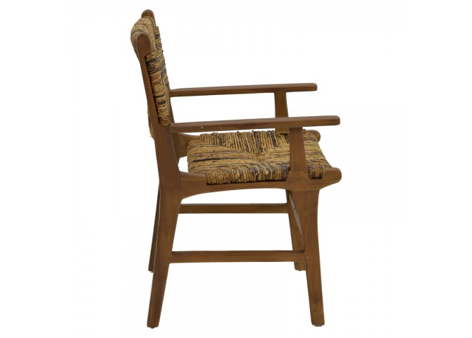 Πολυθρόνα Refane pakoworld φυσικό teak ξύλο-ψάθα 55x60x85εκ