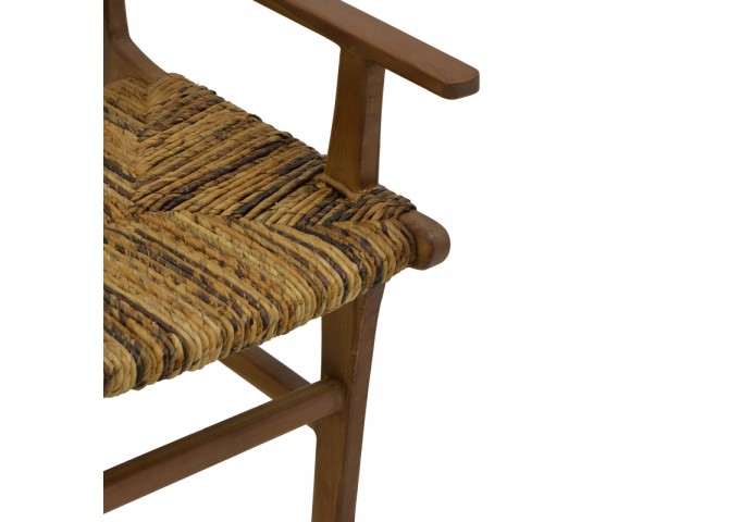Πολυθρόνα Refane pakoworld φυσικό teak ξύλο-ψάθα 55x60x85εκ