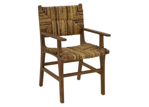 Πολυθρόνα Refane pakoworld φυσικό teak ξύλο-ψάθα 55x60x85εκ