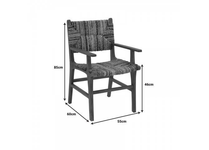 Πολυθρόνα Refane pakoworld φυσικό teak ξύλο-ψάθα 55x60x85εκ