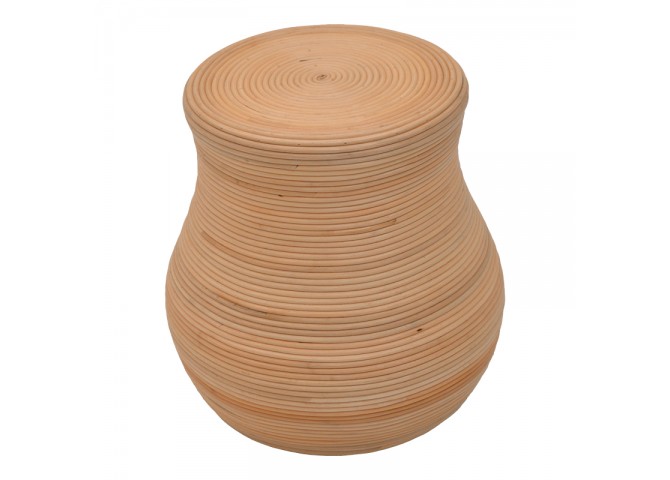 Σκαμπό Bulaten Inart rattan σε φυσική απόχρωση Φ45x45εκ