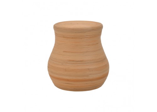 Σκαμπό Bulaten Inart rattan σε φυσική απόχρωση Φ45x45εκ
