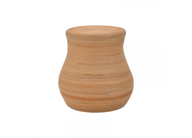 Σκαμπό Bulaten Inart rattan σε φυσική απόχρωση Φ45x45εκ