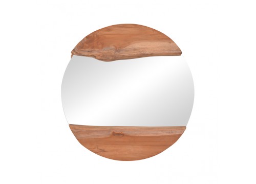 Καθρέπτης Alkmen pakoworld teak ξύλο σε φυσική απόχρωση Φ60x4εκ