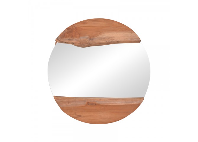 Καθρέπτης Alkmen pakoworld teak ξύλο σε φυσική απόχρωση Φ60x4εκ