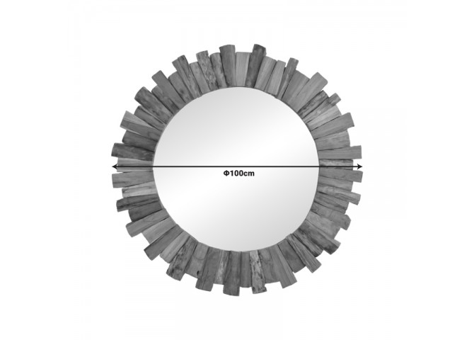 Καθρέπτης Rounder pakoworld teak ξύλο σε φυσική απόχρωση Φ100x5εκ