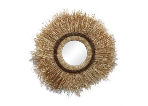 Καθρέπτης Tabrane Inart sisal σε φυσικό χρώμα Φ110x4εκ