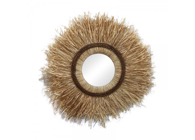 Καθρέπτης Tabrane Inart sisal σε φυσικό χρώμα Φ110x4εκ