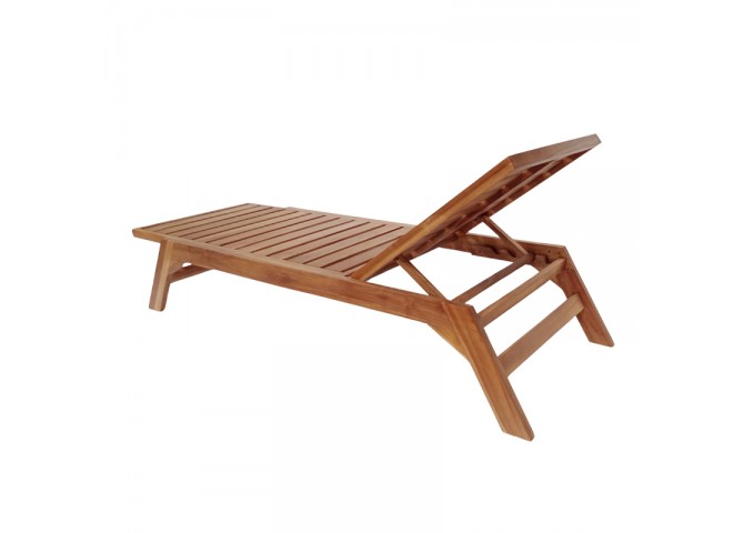 Ξαπλώστρα Melop pakoworld teak ξύλο σε φυσική απόχρωση 200x70x35εκ