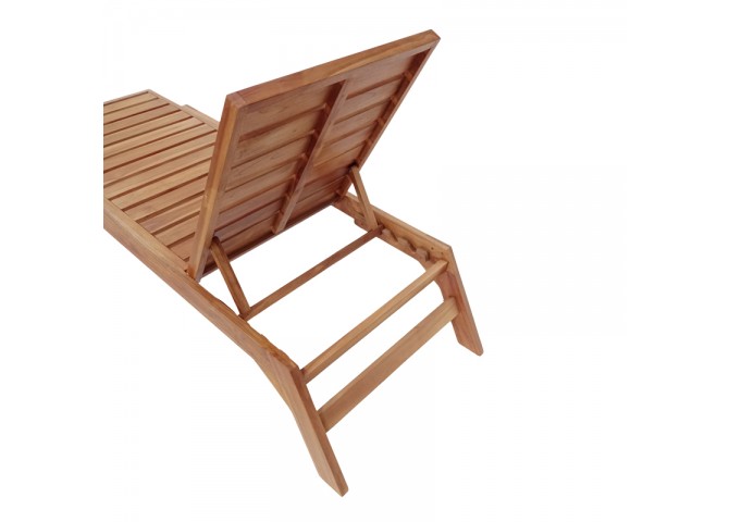 Ξαπλώστρα Melop pakoworld teak ξύλο σε φυσική απόχρωση 200x70x35εκ