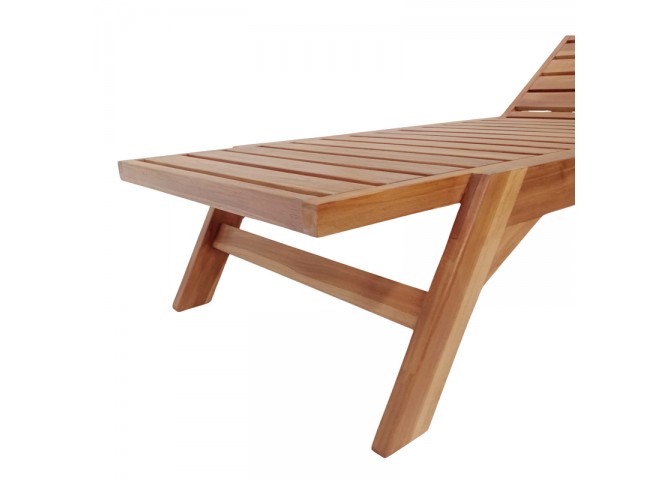 Ξαπλώστρα Melop pakoworld teak ξύλο σε φυσική απόχρωση 200x70x35εκ