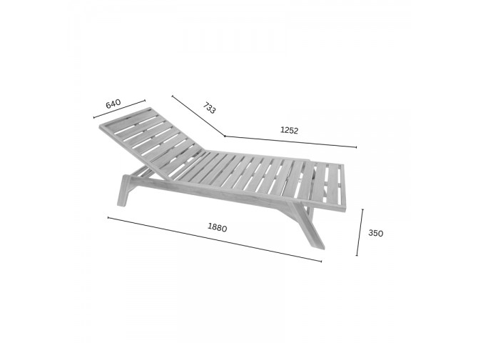 Ξαπλώστρα Melop pakoworld teak ξύλο σε φυσική απόχρωση 200x70x35εκ