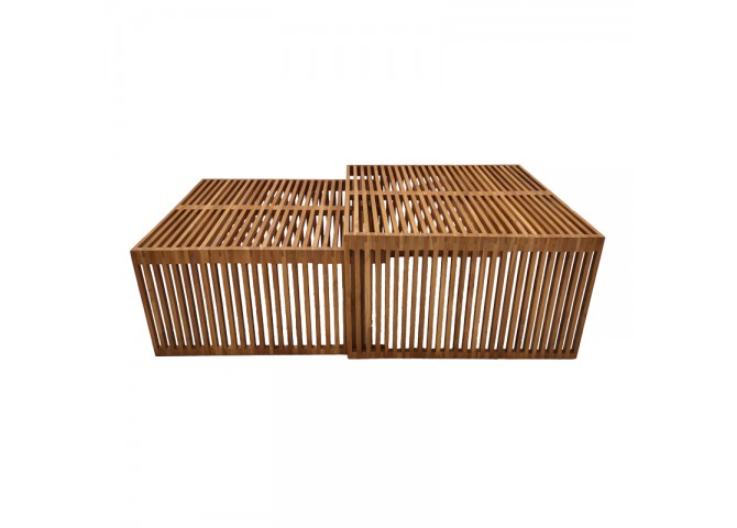 Τραπέζι Tinnie I pakoworld σετ 2τεμ teak ξύλο σε φυσική απόχρωση