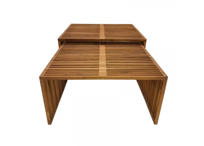 Τραπέζι Tinnie I pakoworld σετ 2τεμ teak ξύλο σε φυσική απόχρωση