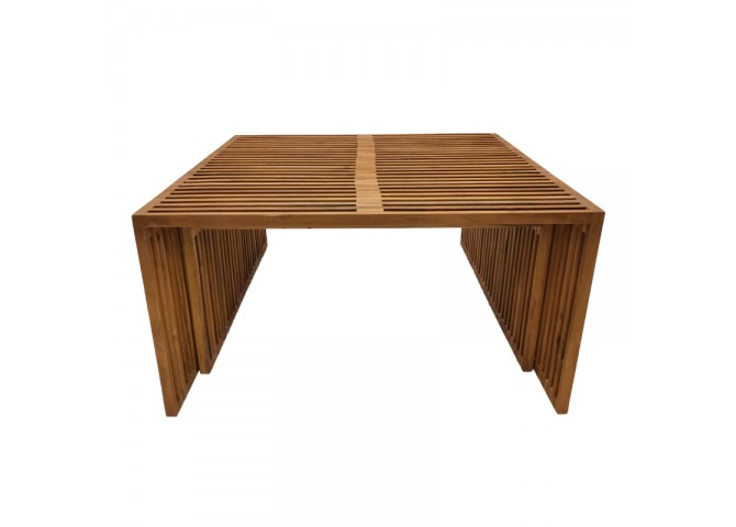 Τραπέζι Tinnie I pakoworld σετ 2τεμ teak ξύλο σε φυσική απόχρωση