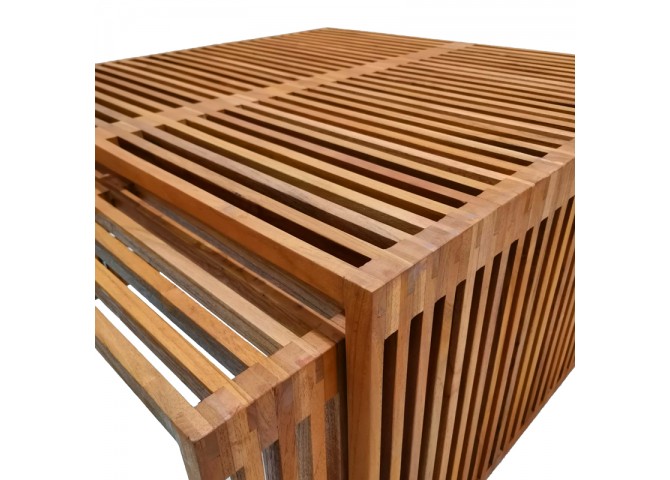 Τραπέζι Tinnie I pakoworld σετ 2τεμ teak ξύλο σε φυσική απόχρωση