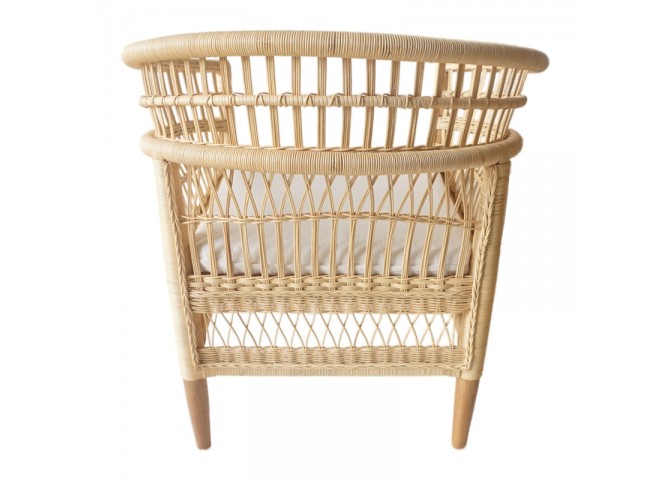 Πολυθρόνα Necorian paakoworld teak ξύλο με pe rattan σε φυσική απόχρωση και λευκό μαξιλάρι 80x70x87εκ