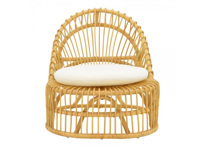 Πολυθρόνα Tromso paakoworld pe rattan σε φυσική απόχρωση με εκρού χρώμα μαξιλάρι 80x85x98εκ