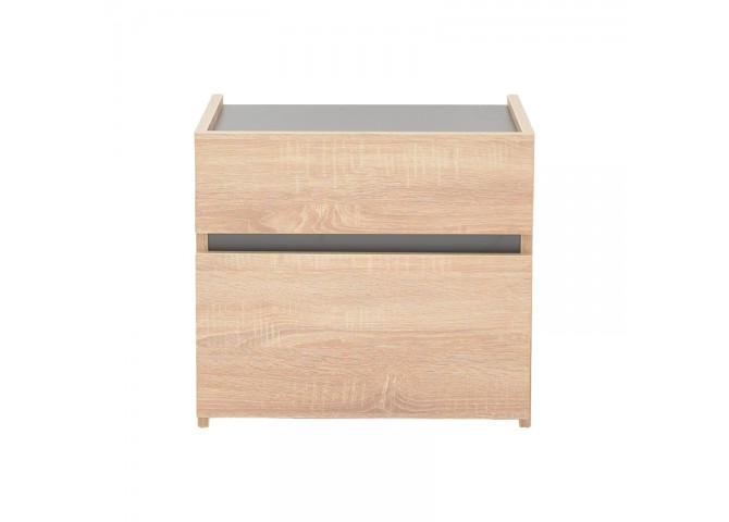 Κομοδίνο Comcie pakoworld σε φυσικό με γκρι απόχρωση 50x42x45.5εκ