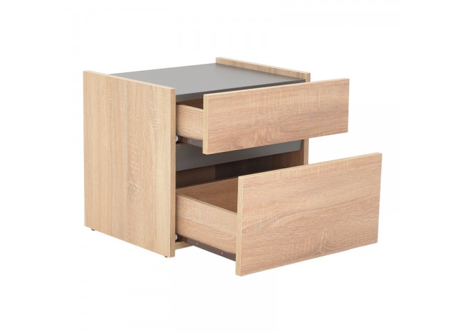 Κομοδίνο Comcie pakoworld σε φυσικό με γκρι απόχρωση 50x42x45.5εκ
