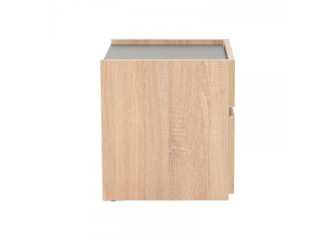 Κομοδίνο Comcie pakoworld σε φυσικό με γκρι απόχρωση 50x42x45.5εκ