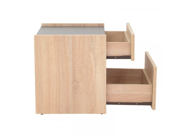 Κομοδίνο Comcie pakoworld σε φυσικό με γκρι απόχρωση 50x42x45.5εκ
