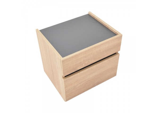 Κομοδίνο Comcie pakoworld σε φυσικό με γκρι απόχρωση 50x42x45.5εκ