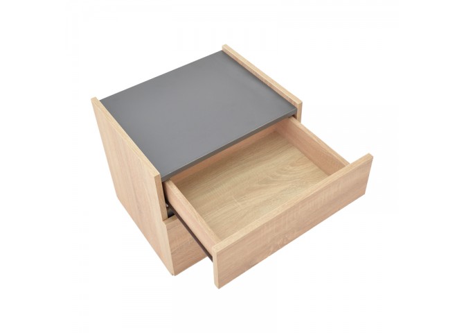 Κομοδίνο Comcie pakoworld σε φυσικό με γκρι απόχρωση 50x42x45.5εκ