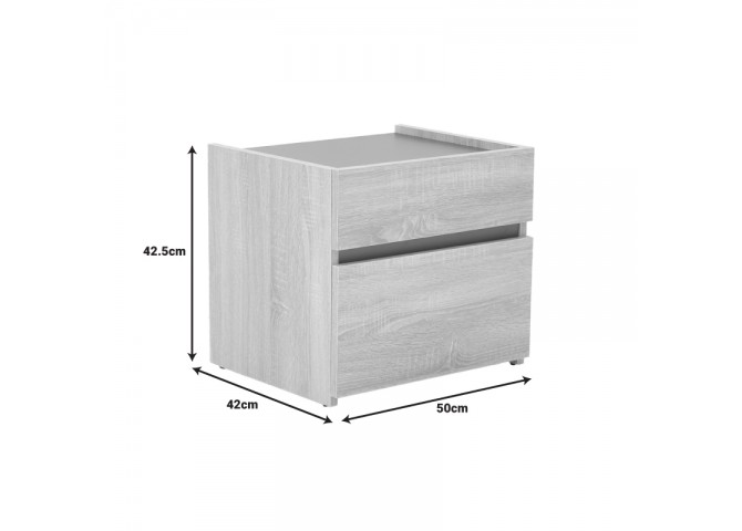 Κομοδίνο Comcie pakoworld σε φυσικό με γκρι απόχρωση 50x42x45.5εκ
