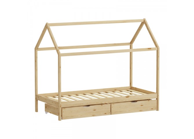 Παιδικό κρεβάτι Mellin τ.Montessori με 2 συρτάρια pakoworld ξύλο πεύκου σε φυσική απόχρωση 90x190εκ