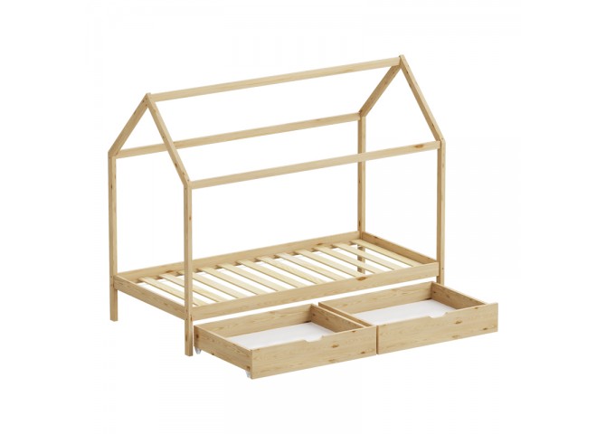 Παιδικό κρεβάτι Mellin τ.Montessori με 2 συρτάρια pakoworld ξύλο πεύκου σε φυσική απόχρωση 90x190εκ