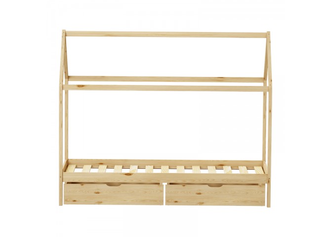 Παιδικό κρεβάτι Mellin τ.Montessori με 2 συρτάρια pakoworld ξύλο πεύκου σε φυσική απόχρωση 90x190εκ