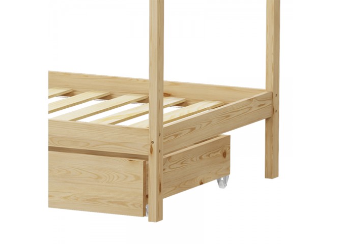 Παιδικό κρεβάτι Mellin τ.Montessori με 2 συρτάρια pakoworld ξύλο πεύκου σε φυσική απόχρωση 90x190εκ