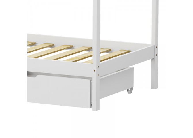 Παιδικό κρεβάτι Mellin τ.Montessori με 2 συρτάρια pakoworld ξύλο πεύκου σε λευκή απόχρωση 90x190εκ