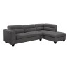 Γωνιακός καναπές αριστερή γωνία Camile pakoworld ύφασμα σε ανθρακί απόχρωση 270x174x95εκ