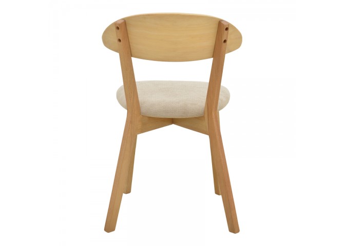 Καρέκλα Canon pakoworld rubberwood σε φυσική απόχρωση με γκρι μπεζ ύφασμα 43x43x79.5εκ