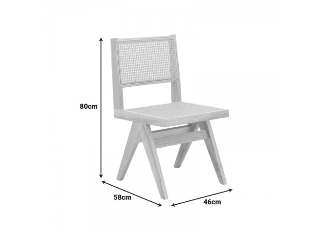 Καρέκλα Winslow pakoworld rubberwood-rattan σε φυσική απόχρωση 46x58x80εκ