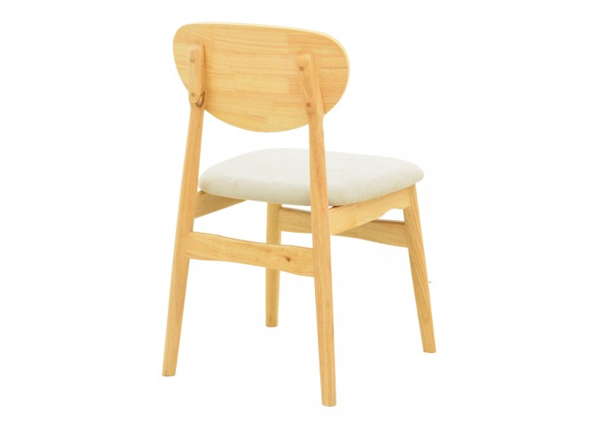 Καρέκλα Cardith pakoworld rubberwood-plywood σε φυσική απόχρωση-ύφασμα γκρι-μπεζ 48x51x78εκ