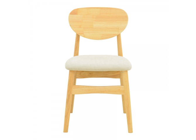 Καρέκλα Cardith pakoworld rubberwood-plywood σε φυσική απόχρωση-ύφασμα γκρι-μπεζ 48x51x78εκ