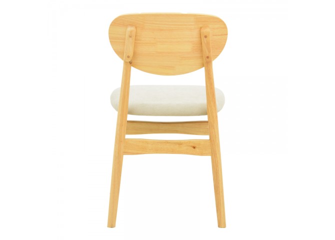 Καρέκλα Cardith pakoworld rubberwood-plywood σε φυσική απόχρωση-ύφασμα γκρι-μπεζ 48x51x78εκ