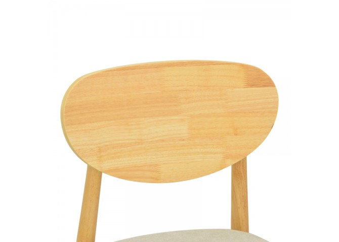 Καρέκλα Cardith pakoworld rubberwood-plywood σε φυσική απόχρωση-ύφασμα γκρι-μπεζ 48x51x78εκ
