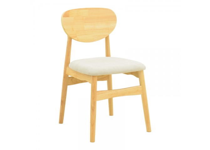 Καρέκλα Cardith pakoworld rubberwood-plywood σε φυσική απόχρωση-ύφασμα γκρι-μπεζ 48x51x78εκ