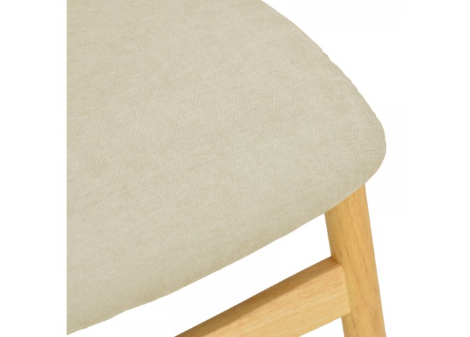 Καρέκλα Cardith pakoworld rubberwood-plywood σε φυσική απόχρωση-ύφασμα γκρι-μπεζ 48x51x78εκ