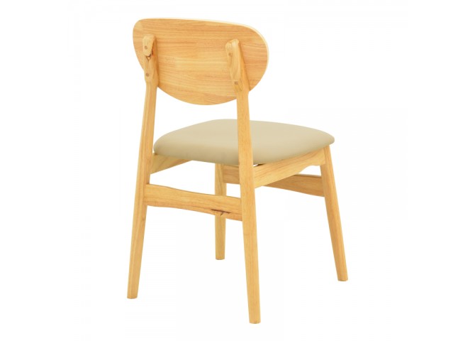 Καρέκλα Cardith pakoworld rubberwood-plywood σε φυσική απόχρωση-pu μπεζ 48x51x78εκ