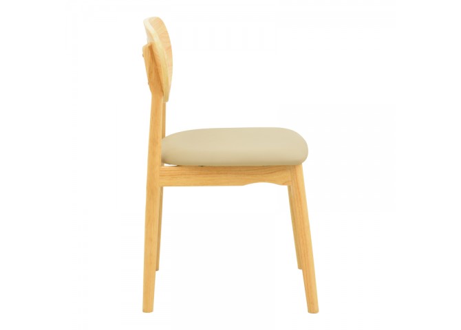 Καρέκλα Cardith pakoworld rubberwood-plywood σε φυσική απόχρωση-pu μπεζ 48x51x78εκ