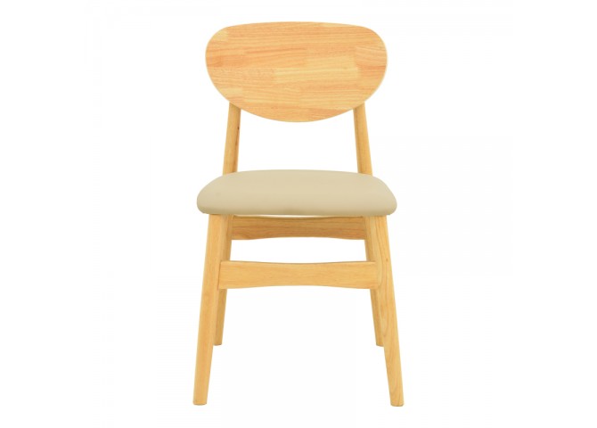 Καρέκλα Cardith pakoworld rubberwood-plywood σε φυσική απόχρωση-pu μπεζ 48x51x78εκ