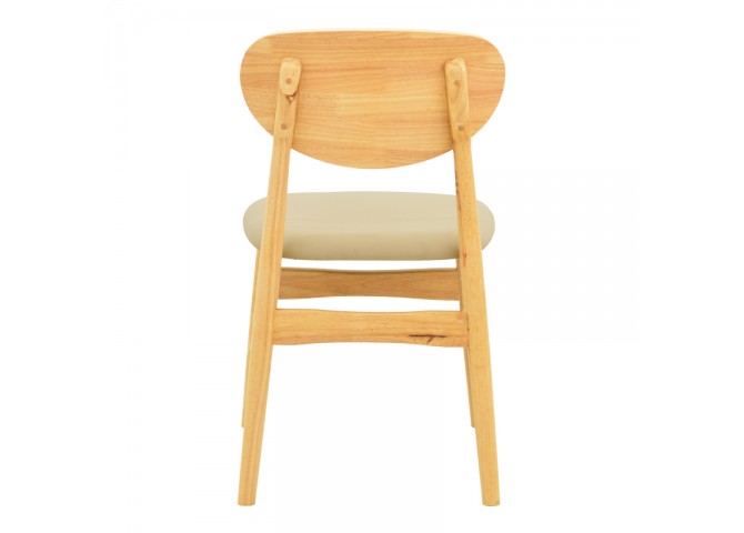 Καρέκλα Cardith pakoworld rubberwood-plywood σε φυσική απόχρωση-pu μπεζ 48x51x78εκ