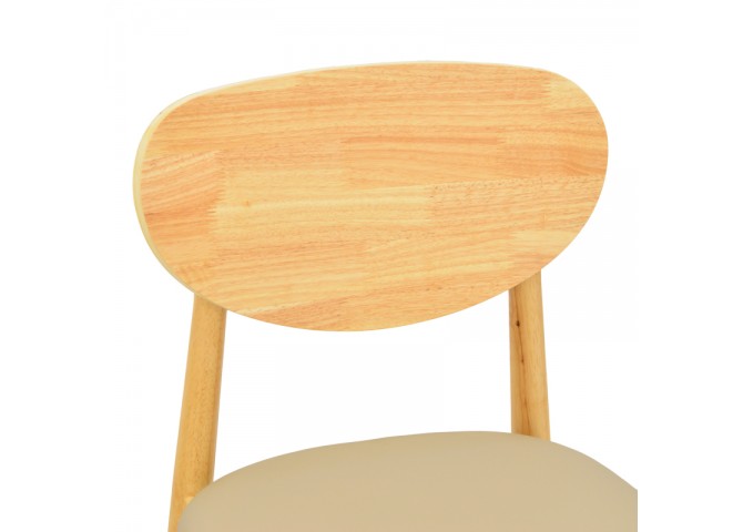 Καρέκλα Cardith pakoworld rubberwood-plywood σε φυσική απόχρωση-pu μπεζ 48x51x78εκ